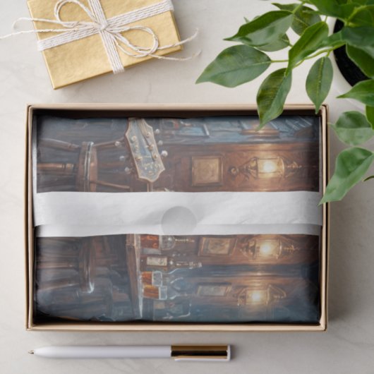 Poodle in elegantem Kleid spielt Gitarre - Seidenpapier (Geschenk)