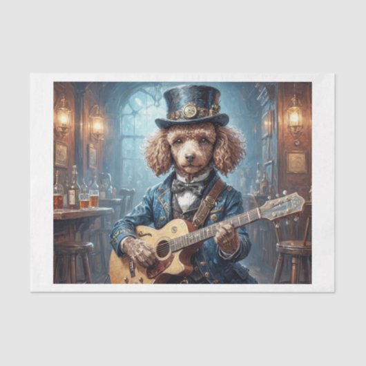 Poodle in elegantem Kleid spielt Gitarre - Seidenpapier (Vorderseite)