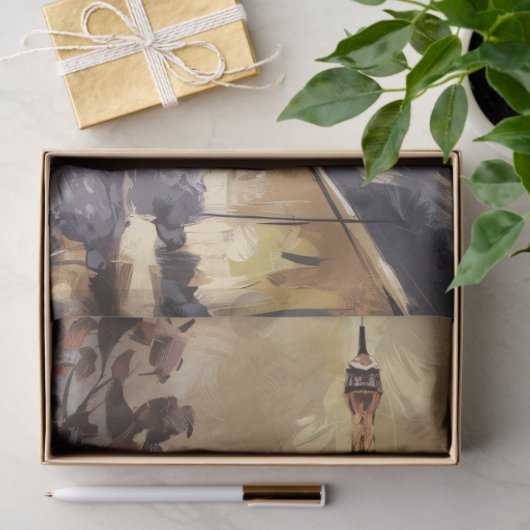 Poodle in Paris Malerei Decoupage Seidenpapier (Geschenk)