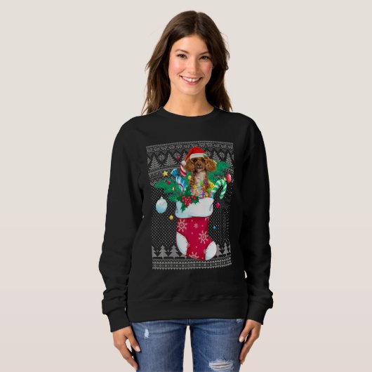 Poodle in Sock Funny Christmas Ugly Pajama Xmas Sa Sweatshirt (Vorne ganz)