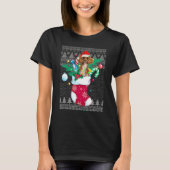 Poodle in Sock Funny Christmas Ugly Pajama Xmas Sa T-Shirt (Vorderseite)