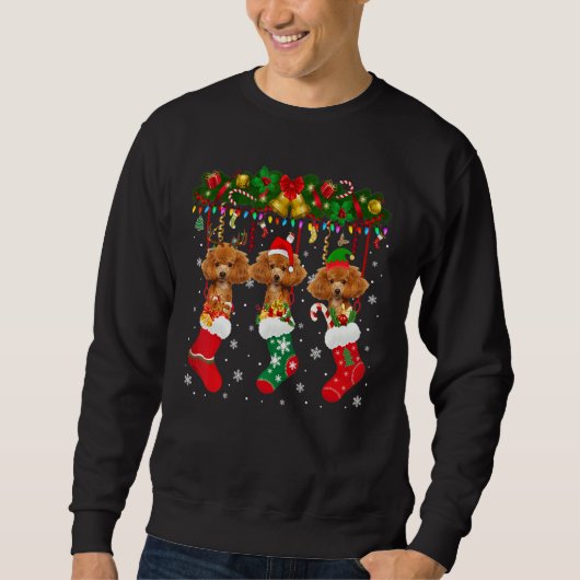 Poodle in Sock Xmas Rentier Santa Elf Hund Sweatshirt (Vorderseite)