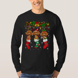Poodle in Sock Xmas Rentier Santa Elf Hund T-Shirt