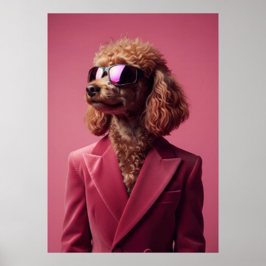 Poodle in Suit and Sunglasses Poster (Vorne)