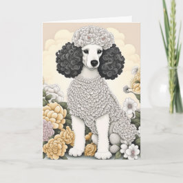 Poodle in Whimsical Blume Happy Birthday Karte