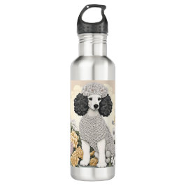 Poodle in Whimsikalen Blume Edelstahlflasche