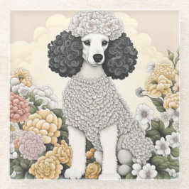 Poodle in Whimsikalen Blume Glasuntersetzer