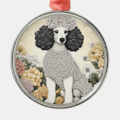 Poodle in Whimsikalen Blume Ornament Aus Metall (Vorne)