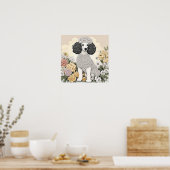 Poodle in Whimsikalen Blume Poster (Küche)