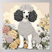 Poodle in Whimsikalen Blume Poster (Vorne)