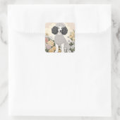 Poodle in Whimsikalen Blume Quadratischer Aufkleber (Tasche)