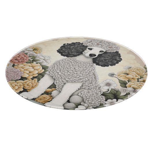 Poodle in Whimsikalen Blume Schneidebrett (Ecke)