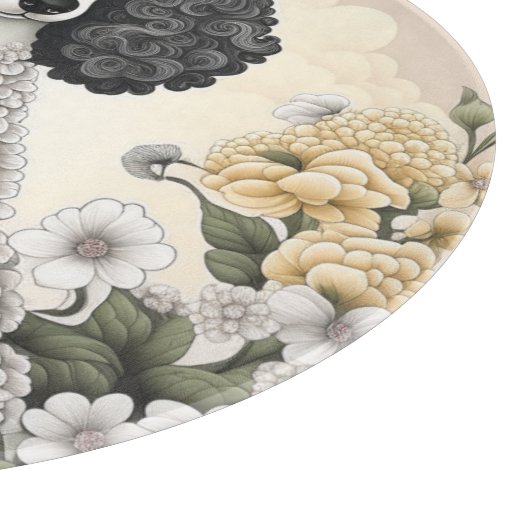 Poodle in Whimsikalen Blume Schneidebrett (Ecke)