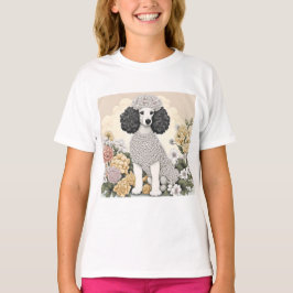 Poodle in Whimsikalen Blume T-Shirt