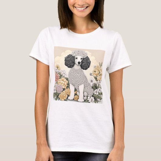 Poodle in Whimsikalen Blume T-Shirt (Vorderseite)