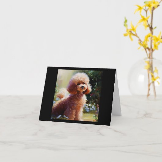 Poodle Karte (Gelbe Blume)