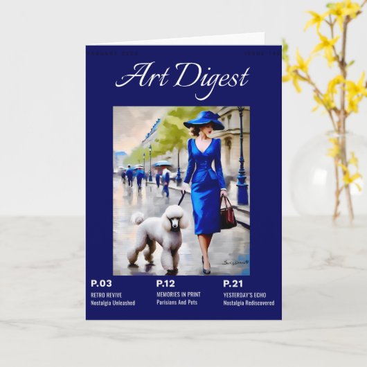 Poodle Karte (Gelbe Blume)