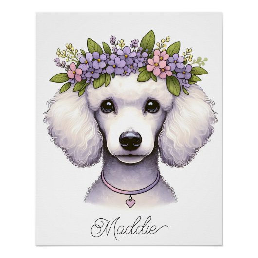 Poodle Kinderzimmer Poster mit Namen (Vorderseite)