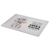 Poodle Koch Liebe & Bacon Schneidebrett (Ecke)
