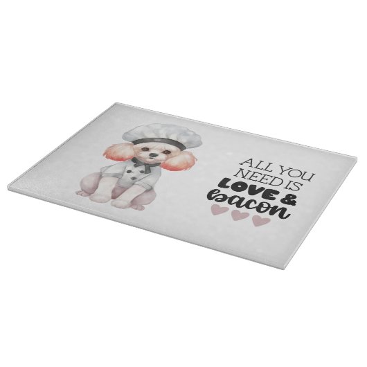 Poodle Koch Liebe & Bacon Schneidebrett (Ecke)