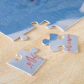 Poodle läuft im Schnee mit Weihnachtshut Puzzle (Seite)