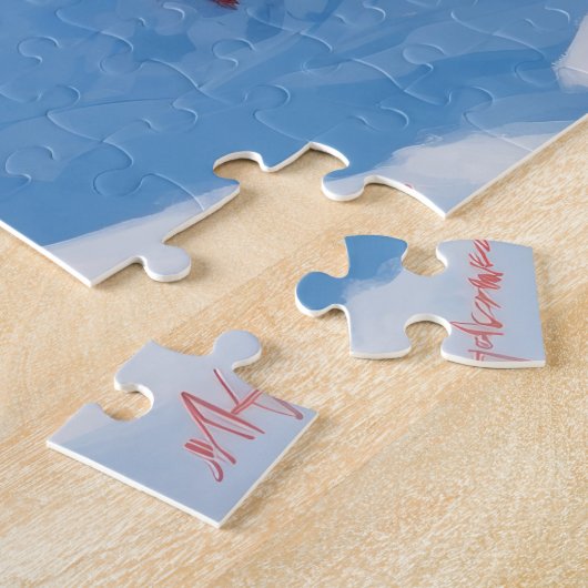 Poodle läuft im Schnee mit Weihnachtshut Puzzle (Seite)