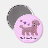 Poodle Liebe Hearts Magnet (Vorderseite/Rückseite)