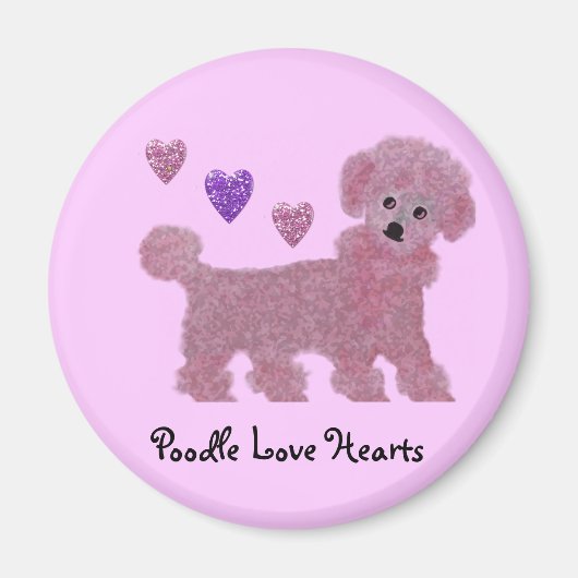 Poodle Liebe Hearts Magnet (Vorne)