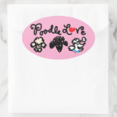 Poodle Liebe Ovaler Aufkleber (Tasche)