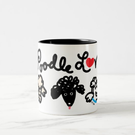 Poodle Liebe Zweifarbige Tasse (Mittel)