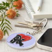 Poodle Linocut Schlüsselanhänger (Vorderseite rechts)