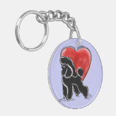 Poodle Linocut Schlüsselanhänger (Vorderseite links)