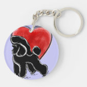 Poodle Linocut Schlüsselanhänger (Rückseite)