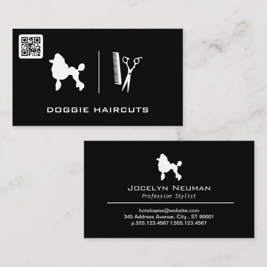 Poodle-Logo | Grooming | QR-Prüfcode Visitenkarte (Vorne/Hinten)