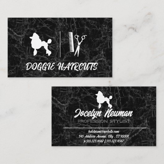 Poodle-Logo | Kamm | Schere Visitenkarte (Vorne/Hinten)
