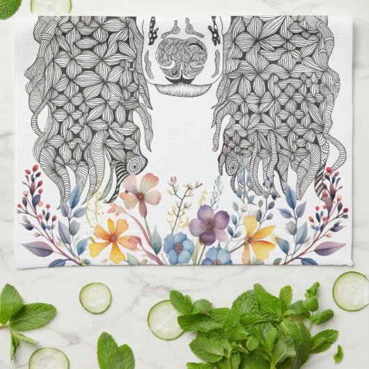 Poodle Lover Floral Kitchtuch Geschirrtuch (Gefaltet)