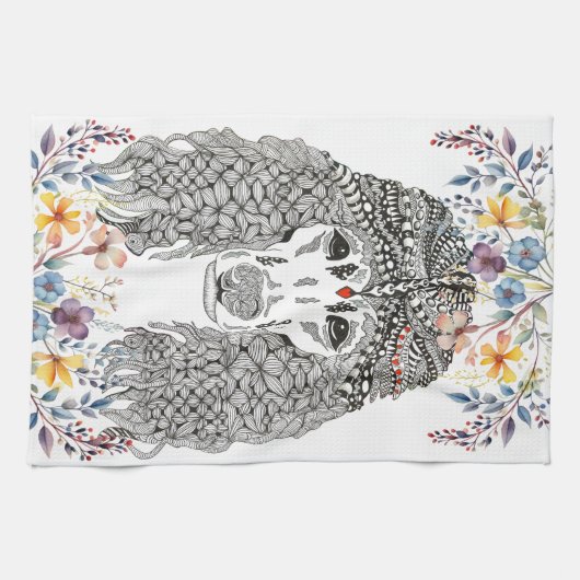 Poodle Lover Floral Kitchtuch Geschirrtuch (Horizontal)