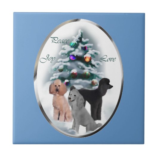 Poodle Lovers Weihnachten Fliese (Vorderseite)