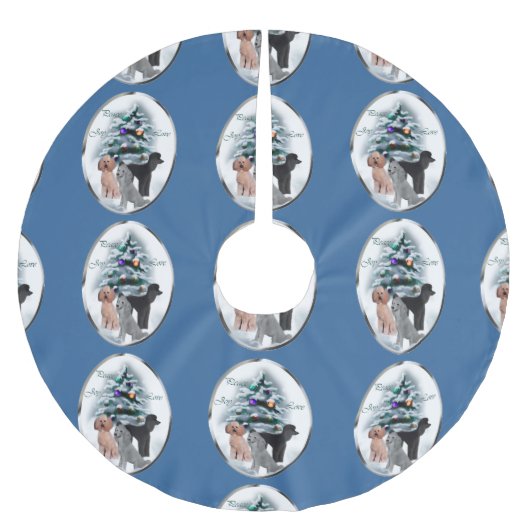 Poodle Lovers Weihnachten Polyester Weihnachtsbaumdecke (Vorderseite)