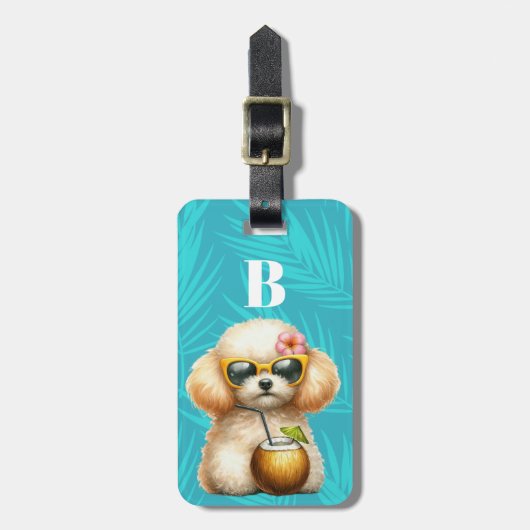 Poodle Luggage Tag Gepäckanhänger (Vorderseite vertikal)
