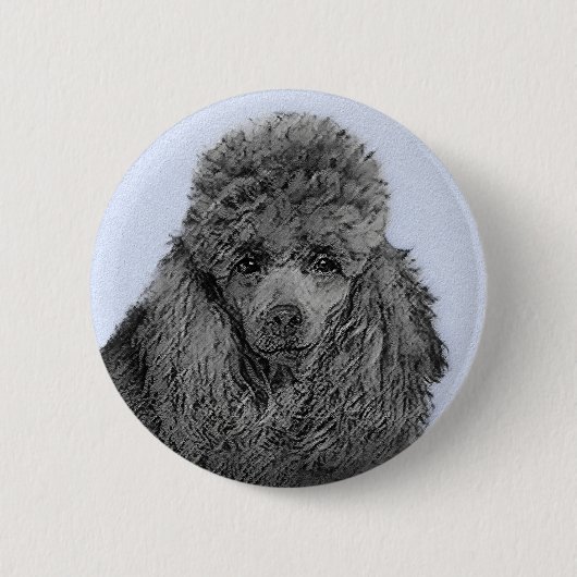 Poodle Malerei Miniaturspielzeug Schwarze Kunst Button (Vorderseite)