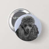 Poodle Malerei Miniaturspielzeug Schwarze Kunst Button (Vorne & Hinten)