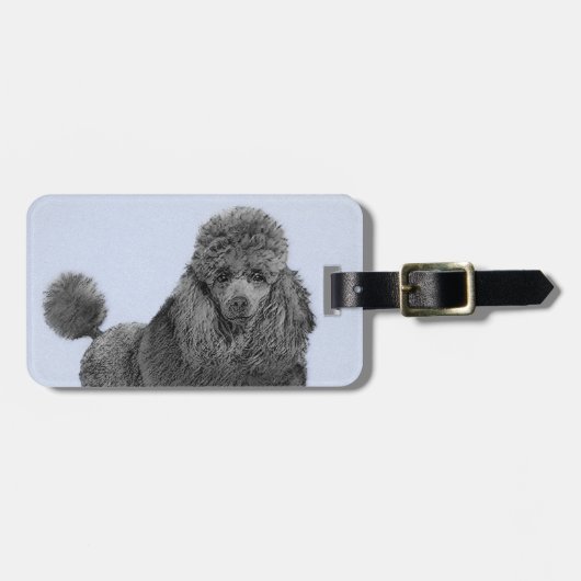 Poodle Malerei Miniaturspielzeug Schwarze Kunst Gepäckanhänger (Vorderseite horizontal)