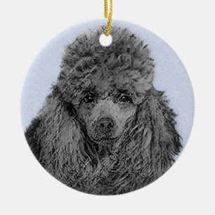 Poodle Malerei Miniaturspielzeug Schwarze Kunst Keramik Ornament