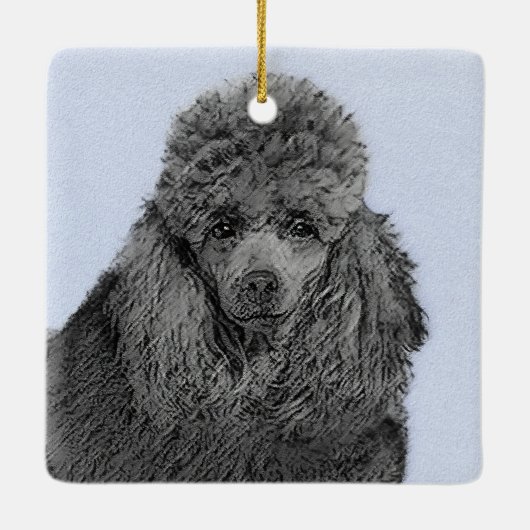 Poodle Malerei Miniaturspielzeug Schwarze Kunst Keramikornament (Rückseite)