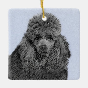 Poodle Malerei Miniaturspielzeug Schwarze Kunst Keramikornament