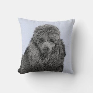 Poodle Malerei Miniaturspielzeug Schwarze Kunst Kissen