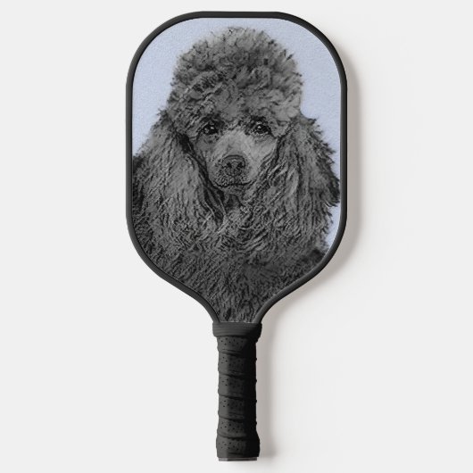 Poodle Malerei Miniaturspielzeug Schwarze Kunst Pickleball Schläger (Vorderseite)