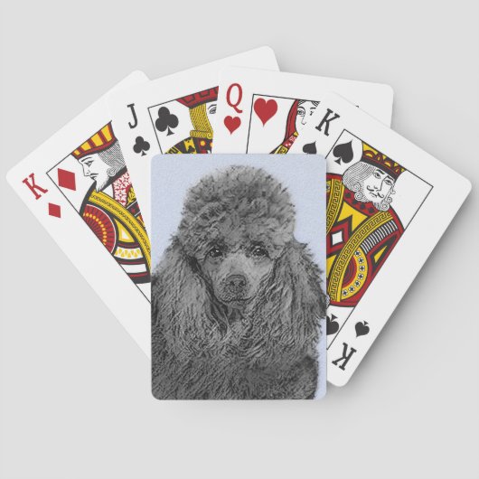 Poodle Malerei Miniaturspielzeug Schwarze Kunst Spielkarten (Rückseite)