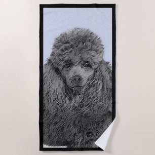Poodle Malerei Miniaturspielzeug Schwarze Kunst Strandtuch